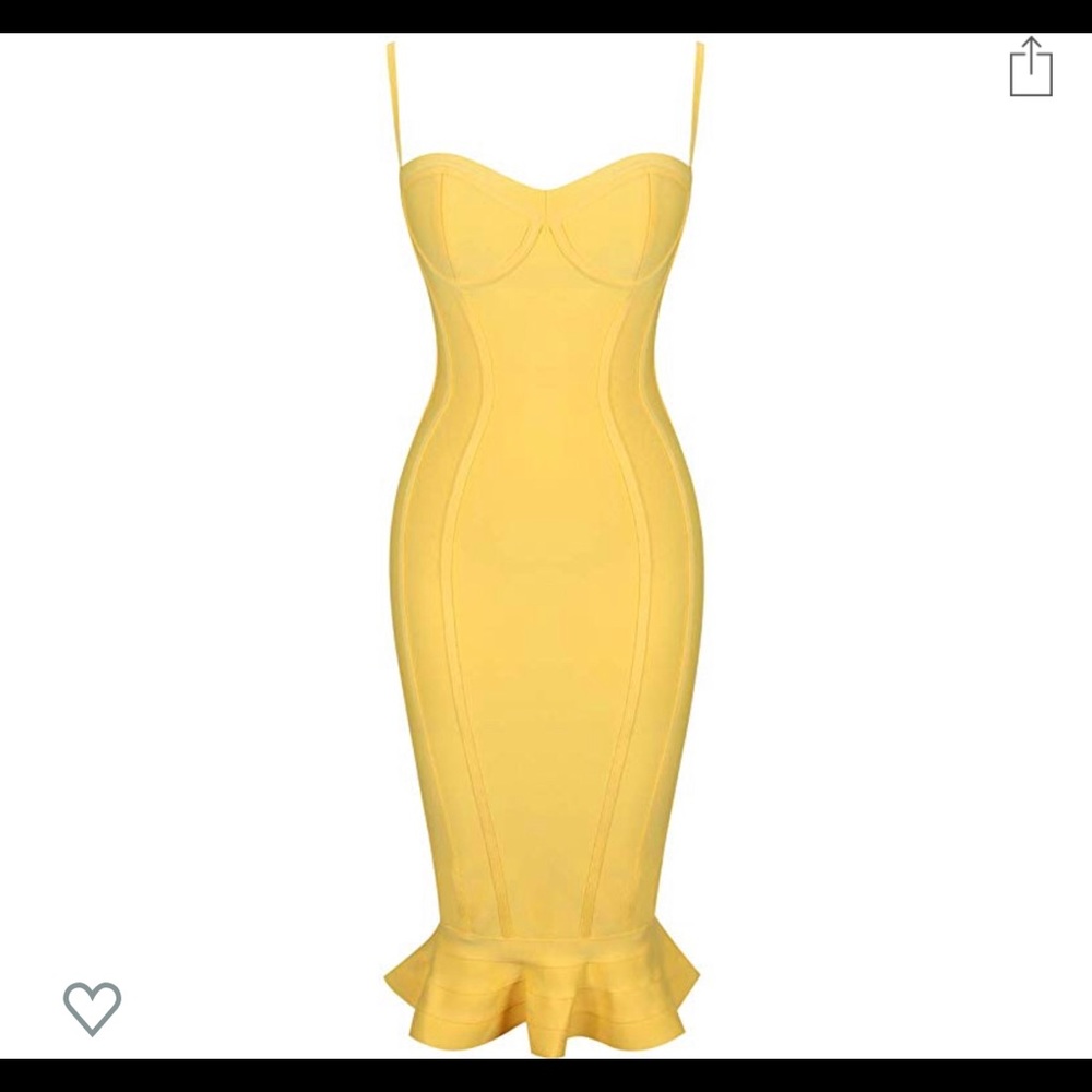 Yellow Bandage Mermaid Dress
